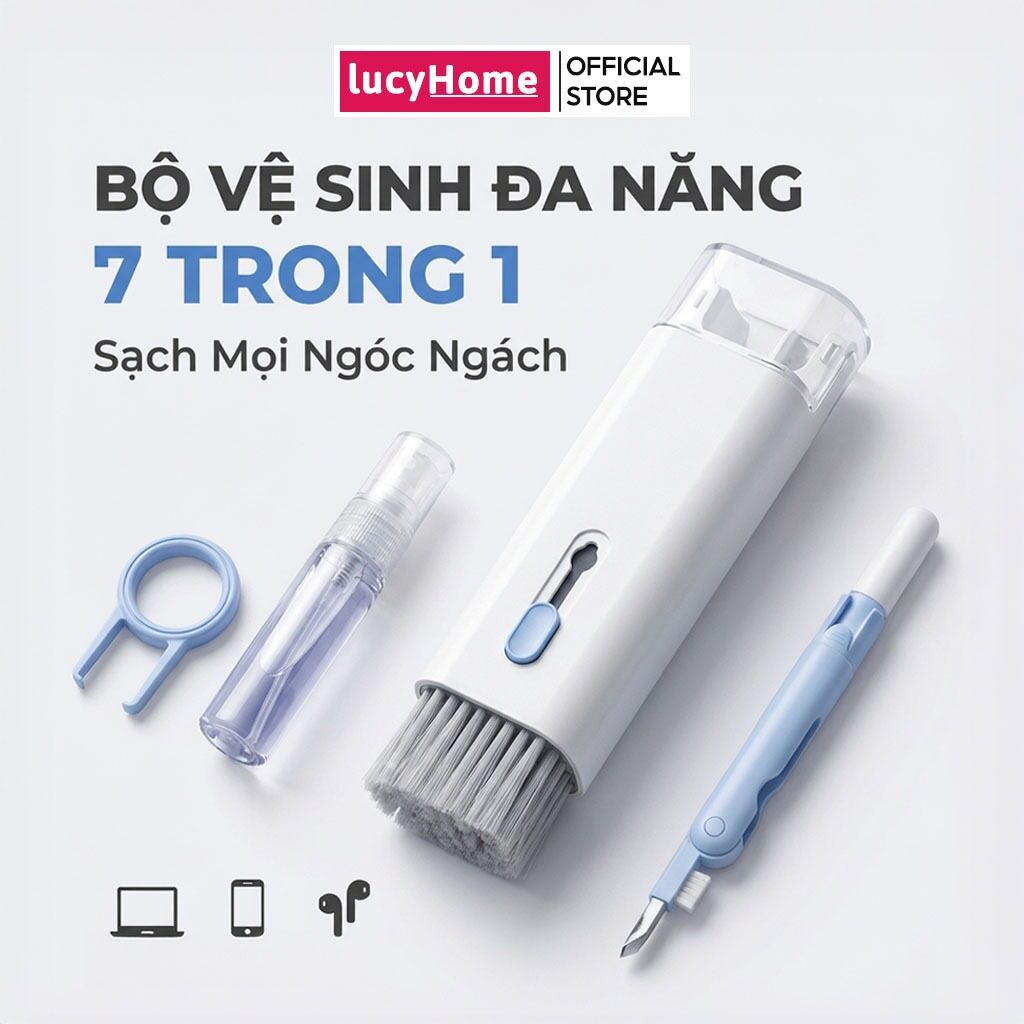 Bộ Vệ Sinh Laptop Đa Năng 7 in 1 Vệ Sinh Bàn Phím Máy Tính Màn Hình Tai Nghe