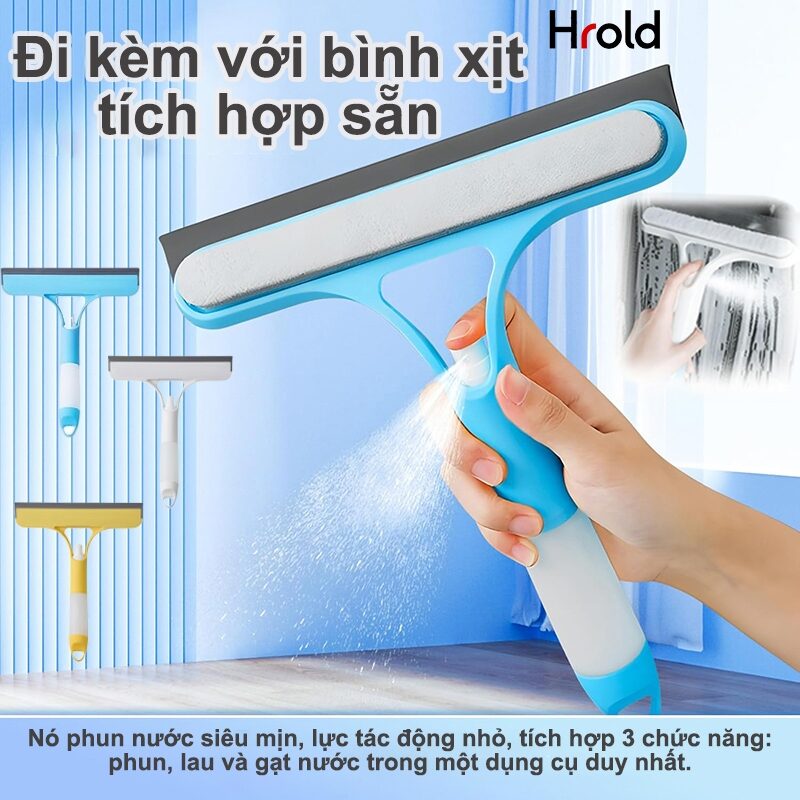 Cây lau kính đa năng 3 trong 1 kèm bình xịt và gạt nước lau kính dụng cụ lau kính thay thế khăn