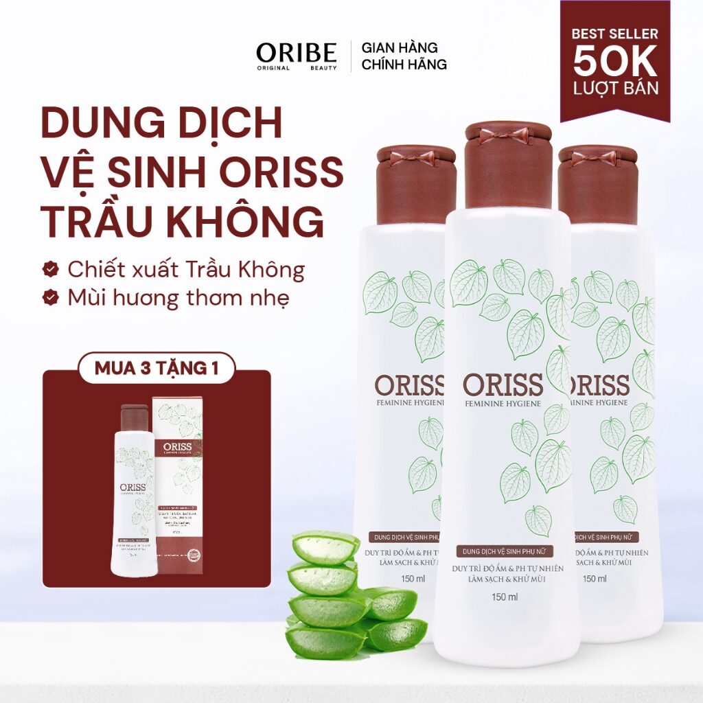 Combo 3 dung dịch vệ sinh phụ nữ Oriss trầu không dịu nhẹ hỗ trợ khử mùi