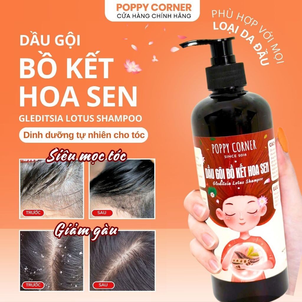 Dầu Gội Bồ Kết Hoa Sen thảo dược giảm gàu thảo mộc cô đặc chống rụng thiên nhiên mọc tóc nhanh dài P