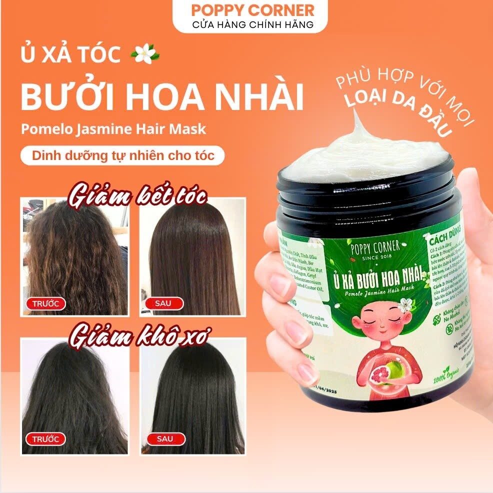 Dầu xả tóc Bưởi Hoa Nhài nhuộm dầu ủ thơm thảo dược kem ủ dưỡng tóc phục hồi tóc hư tổn giảm khô xơ