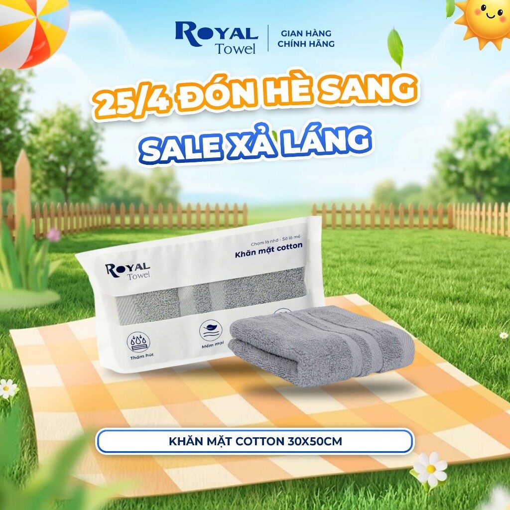 Khăn mặt Royal Towel 30x50cm với sợi bông cotton dày thấm hút tốt