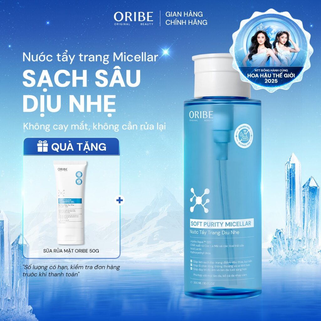 Nước tẩy trang Oribe làm sạch sâu dịu nhẹ không cay mắt cho mọi làn da