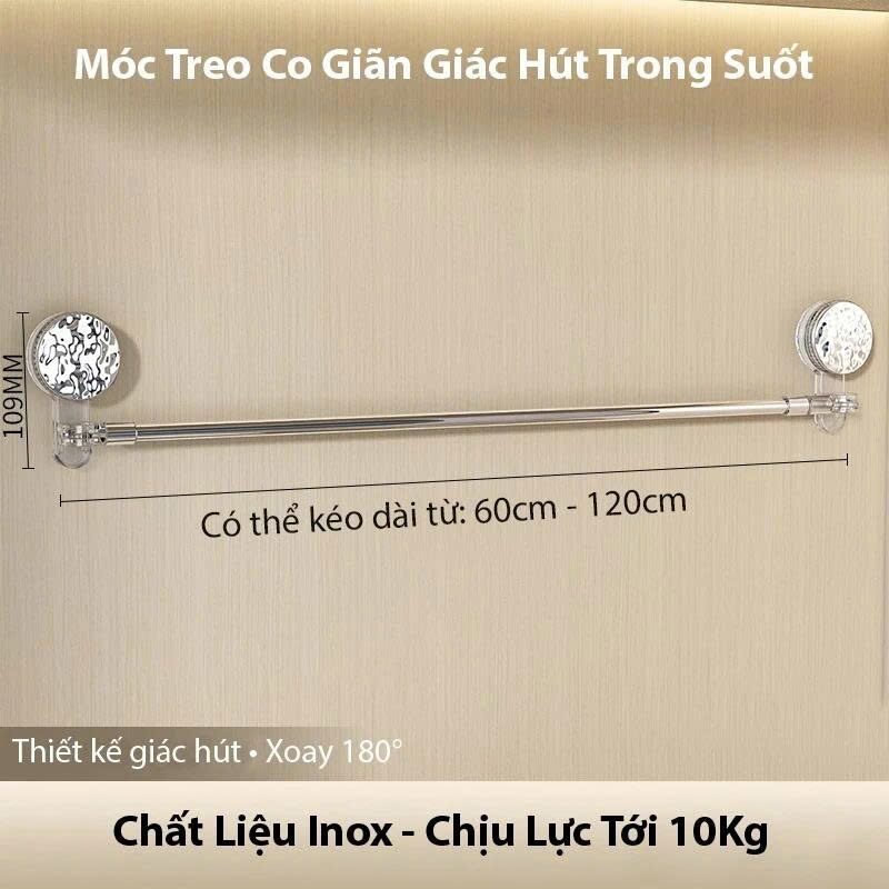 Thanh inox hút chân không để treo khăn