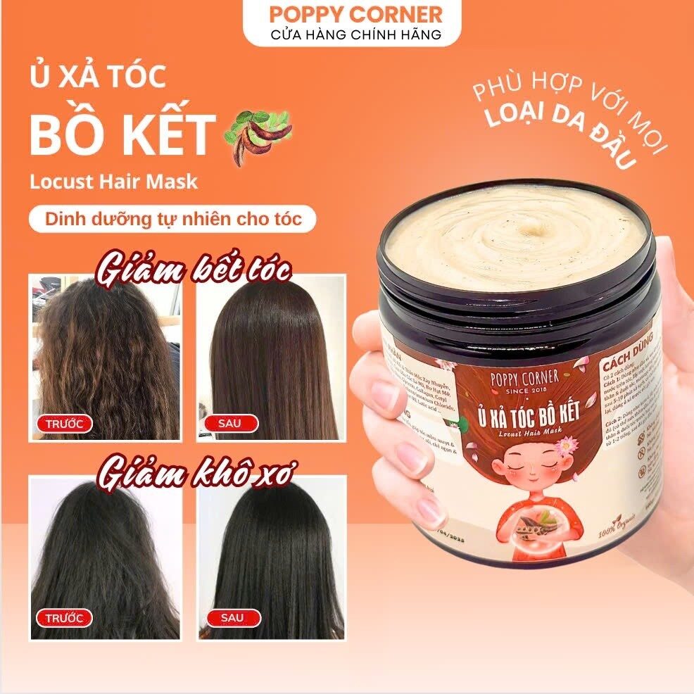 Ủ Tóc Bồ Kết 💆🏻‍♀️ Dầu Xả Thảo Dược Thiên Nhiên Phục Hồi Tóc Hư Tổn